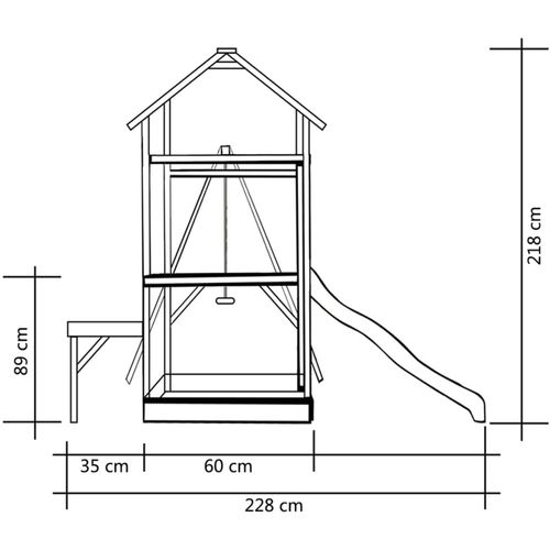 Set za igru s toboganom i ljuljačkom 228x168x218 cm od borovine slika 13