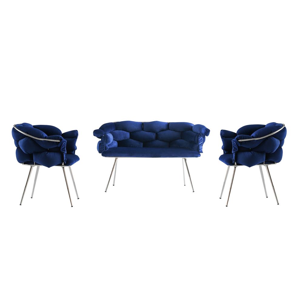 Sofa Set Balon - 2122 boje: plava,hrom slika 2