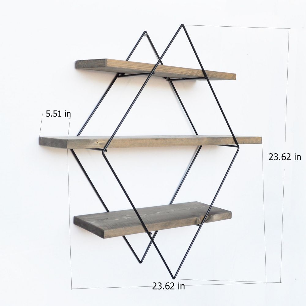 Dekorativna Drvena Polica za Zid WR007 Walnut Black slika 9