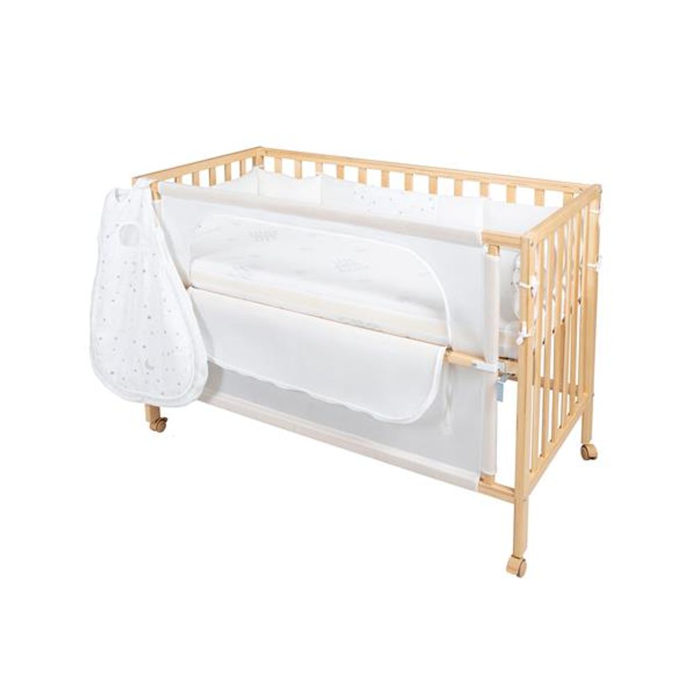 Roba Kids Drveni krevetac sa ogradicom i vrećom za spavanje 60x120 cm slika 1