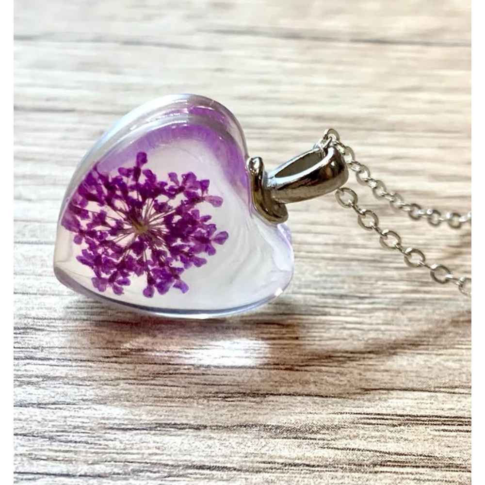 Ogrlica Flower in Heart, Purple slika 1