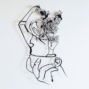 Wallity Metalna zidna dekoracija Coffee Girl Line Art- APT744 M