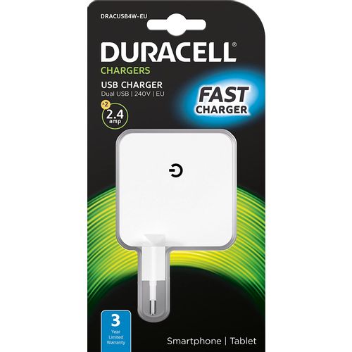 Duracell Punjač – Uni 2xUSB – 2.4A+2.4A - White slika 1