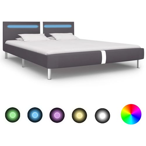 Okvir za krevet od umjetne kože s LED svjetlom sivi 160x200 cm slika 1