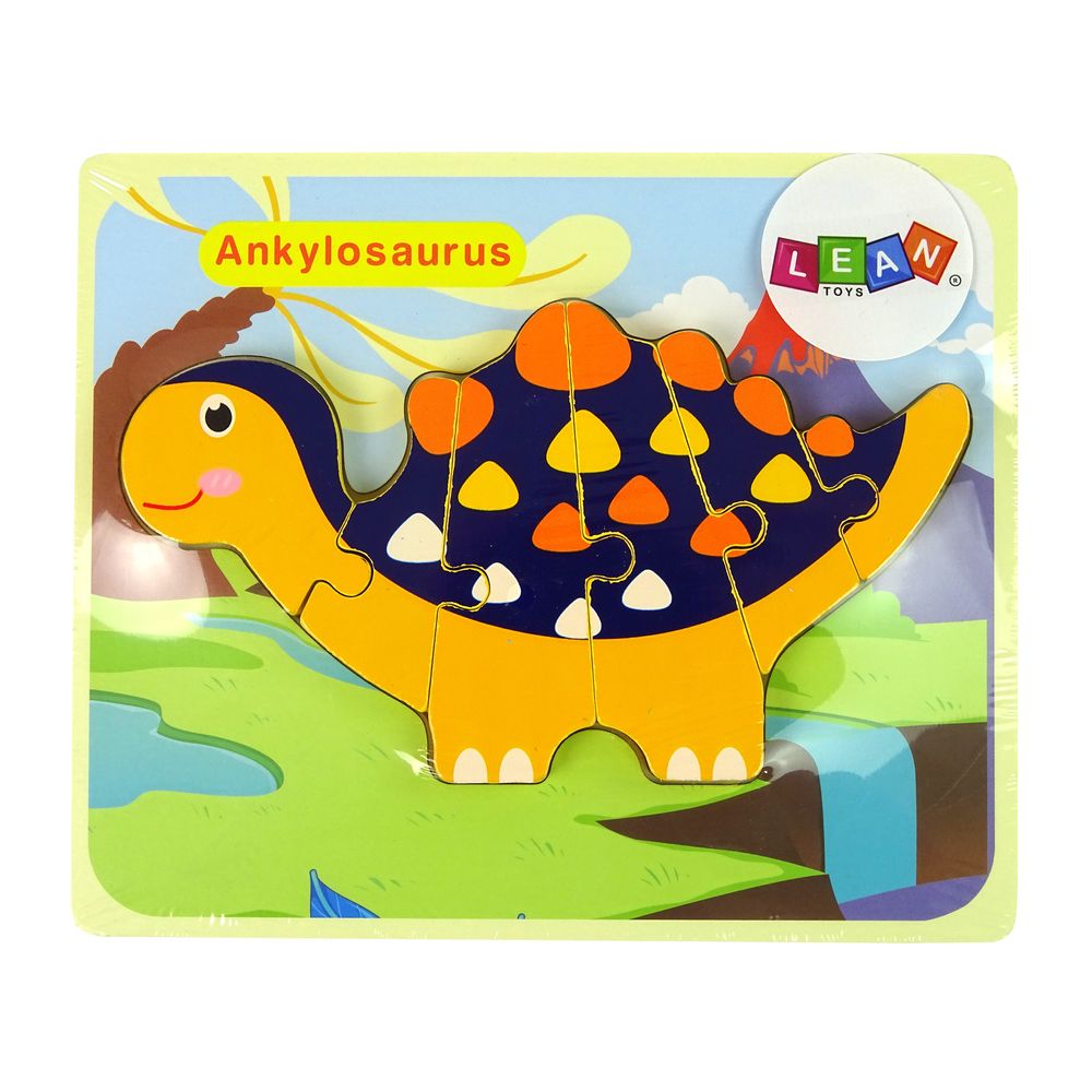 Drvena slagalica dinosauri triceratops ankylosaurus narančasta slika 3