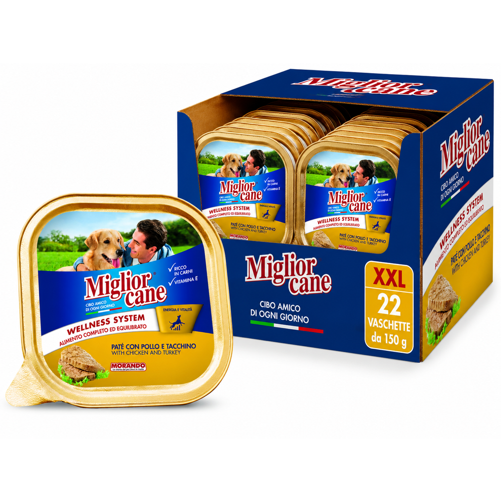 Miglior hrana za pse u posudi, Piletina i Puretina, 22x150 g, XXL slika 1