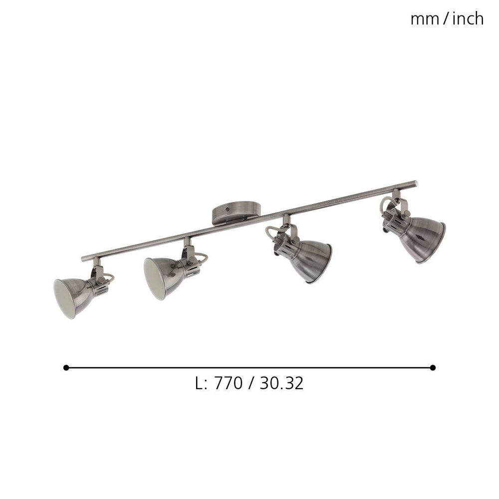 Eglo Seras reflektor/4, led, gu10, 4x3,3w, 4x240lm nikl/antik  slika 3