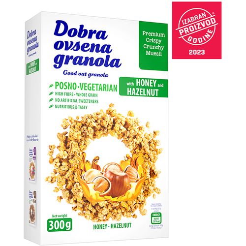 DOBRA OVSENA GRANOLA med&lešnik 300g slika 1