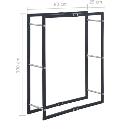 Stalak za drva za ogrjev crni 80 x 25 x 100 cm čelični slika 6