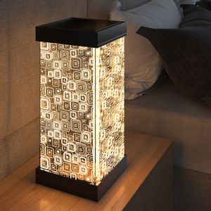 TLT Panel Lampshade With Retro Pattern Black Table Lamp