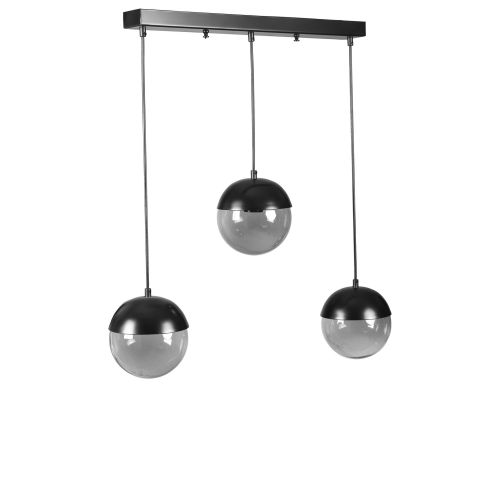 Küre 3 Lü Sıralı Siyah Füme Camlı Sarkıt Dark Grey Chandelier slika 1