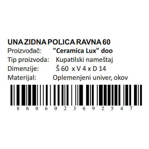 Ceramica lux   Una zidna polica ravna 60 300267 slika 9