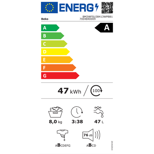 Beko prilica rublja BM3WFSU38413WPBB1 slika 9