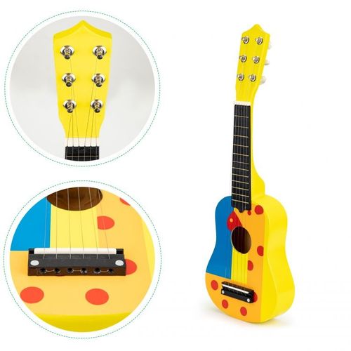 Eco Toys Drvena Gitara za Decu sa Metalnim Žicama – Cube Yellow slika 6