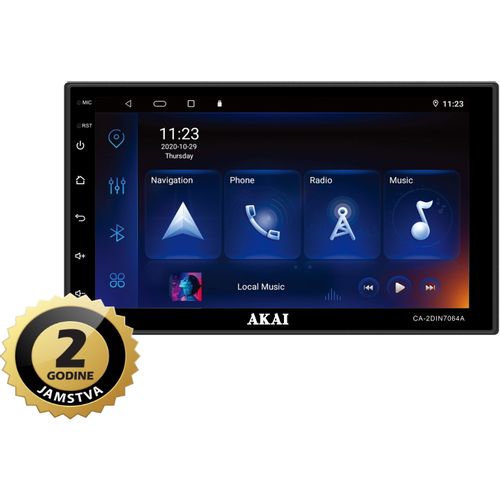 AKAI auto radio, Android,FM, AM, 7"TFT, BT, WiFi, GPS, USB, HF, ISO CA-2DIN7064A slika 1