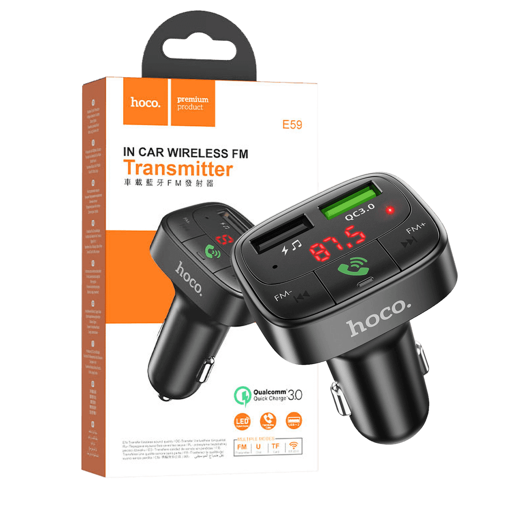 hoco. FM modulator, Bluetooth, 12/24V, 2 x USB, microSD, PD 18W - E59 Promise slika 1