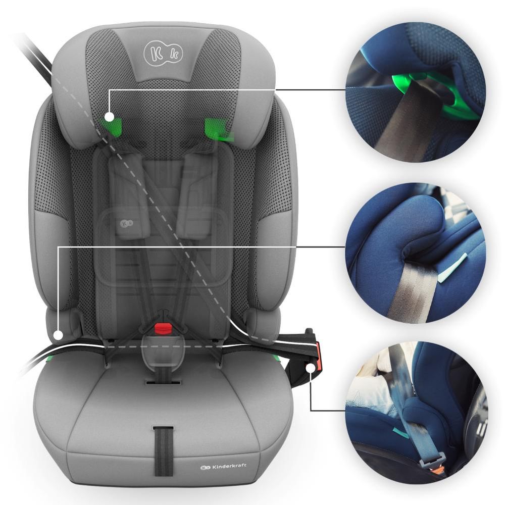 Kinderkraft autosjedalica Comfort Up 2 plus i-Size 9-36 kg (76-150 cm) bez Isofix-a, Grey slika 15