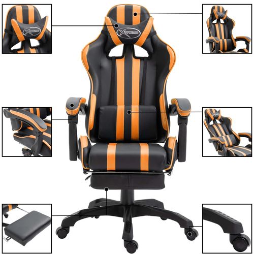 Igraća stolica od umjetne kože s osloncem za noge narančasta slika 3