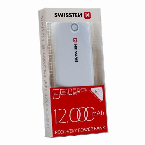 SWISSTEN Power Bank 12000mAh, 2*USB, bijeli + svjetiljka slika 1