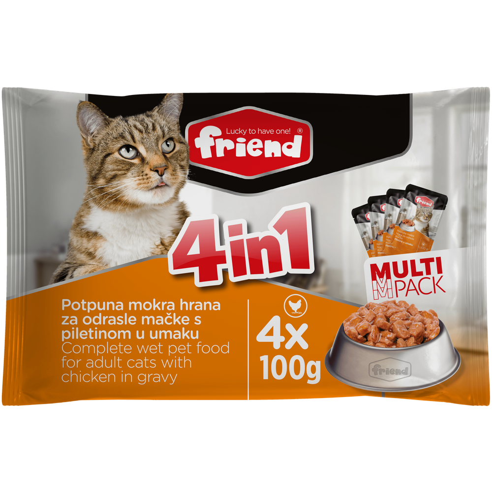 Friend Multipack mokra hrana za mačke u vrećici Piletina 4x100g slika 1