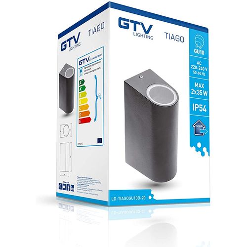 Vanjska zidna lampa GTV TIAGO 2x GU10 230V IP54, crna slika 4