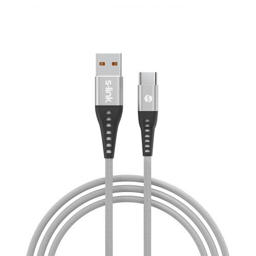 S-Link SL-STM60L kabl za telefon USB A(muški) na USB C(muški) 1m srebrni slika 1