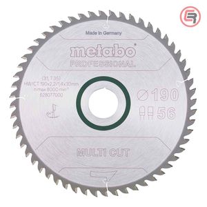 Metabo List Kružne Pile 190 x 2,2 / 1,4 x 30 / Z = 56 Multi Cut Professional - 628077000