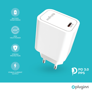 Kućni punjač Pluginn PI-D61S, PD3.0, PPS, 20W sa PD iPhone lightning kablom beli