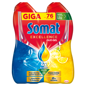 Somat Excellence Duo Gel Lemon  zamašinsko pranje sudova  2x684ml,76 pranja