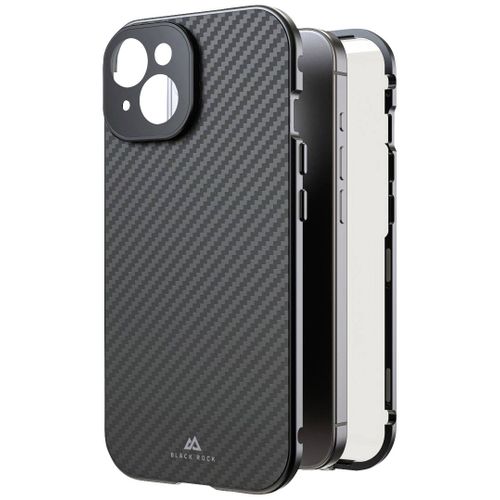 Maska &amp;quot,360° Glass&amp;quot, za Apple iPhone 15, Real Carbon Black Rock 360° Glass etui Apple iPhone 15 karbon crna boja slika 1