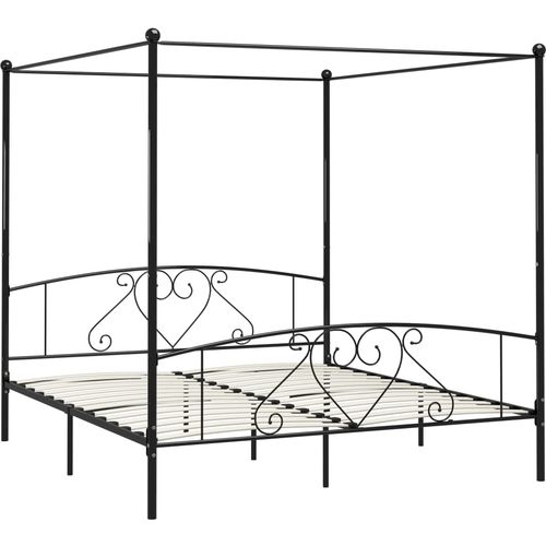 Okvir za krevet s nadstrešnicom crni metalni 200 x 200 cm slika 13