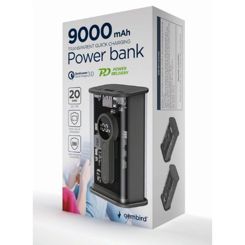 PB09-TQC3-01 Gembird power bank 9000 mAh, crni slika 2