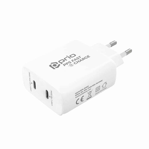 Prio 50W zidni punjač za brzo punjenje 30W PD PPS (USB C) + 20W PD (USB C) bijeli slika 4