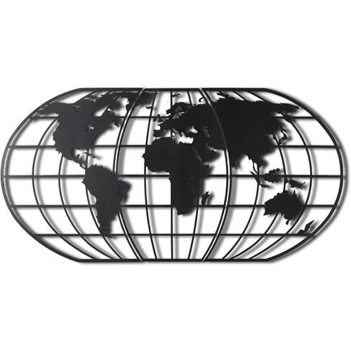 World Map Globe Led - Black Black Decorative Metal Wall Accessory slika 3