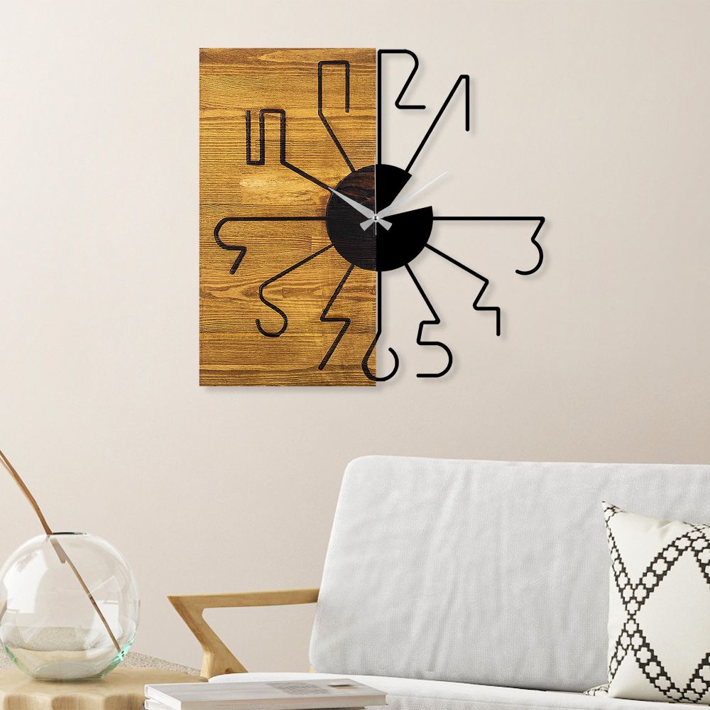 Decorative wooden wall clock Wooden Clock 29, colours: walnut, black slika 2