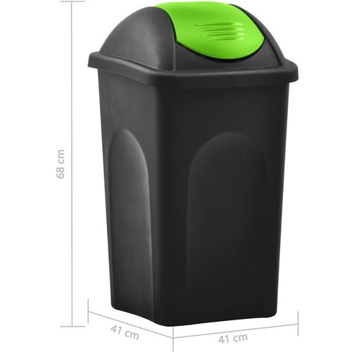 Kanta za smeće s ljuljajućim poklopcem 60 L crno-zelena slika 13