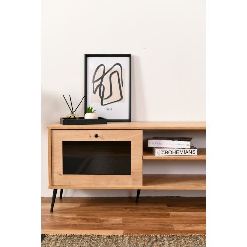 TV Stalak Calvin 140 Glass Oak Black slika 2