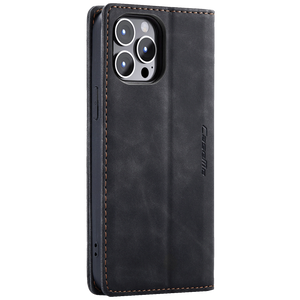 CaseMe Futrola preklopna za iPhone 14 Pro, koža, crna - Flip Leat. Phone Case iPhone 14 Pro
