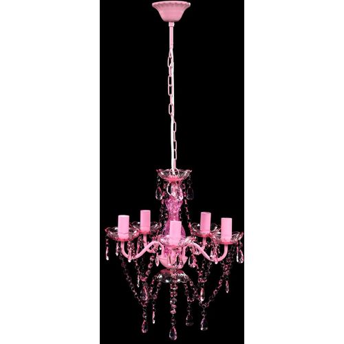 Kristalna svjetiljka s 5 žarulja ružičasta slika 35