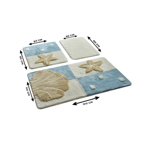 Deniz Yildizi - Blue  Multicolor Acrylic Bathmat Set (3 Pieces) slika 3