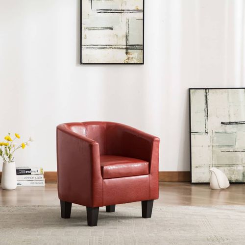 Fotelja od umjetne kože crvena boja vina slika 1