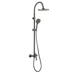 Inter Ceramic tuš sustav alisado s tuš ružom s 1 funkcijom i tuš palicom s 3 funkcije silikon/mesing/ss201 gun grey