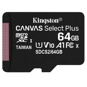 Kingston SDCS2/64GBSP MicroSD 64GB, Canvas Go! Plus, Class 10 UHS-I U1 V10 A1, Read up to 100MB/s