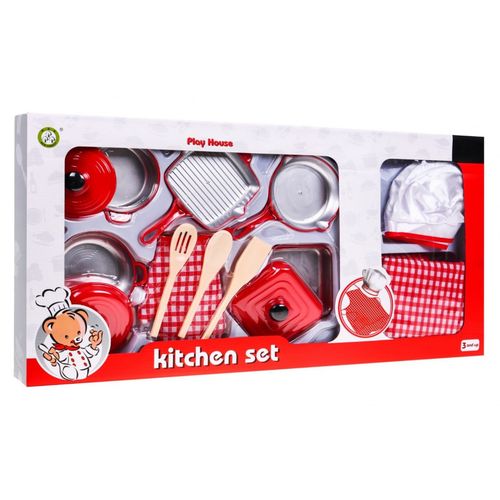 Dječji kuhinjski set crveni 14 elemenata slika 5