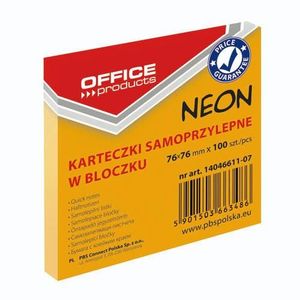 Blok samoljepljivi Office products 76x76 mm, 100 listića, neon narančasti