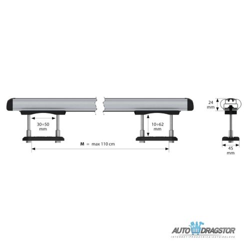 KROVNI NOSAČI "KUMA"ALU ŠIPKE SET 122CM MAX. RASTOJANJE IZMEDJU ŠINA NA KROVU 110CM,NOSIVOST 100KG slika 4