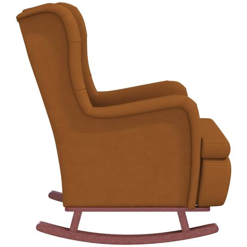 Fotelja s nogama za ljuljanje od kaučukovca smeđa baršunasta slika 12