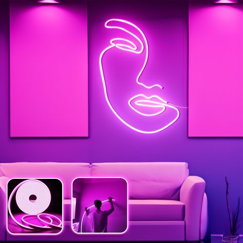 Opviq Dekorativna zidna led rasvjeta Face Art - Large - Pink slika 1