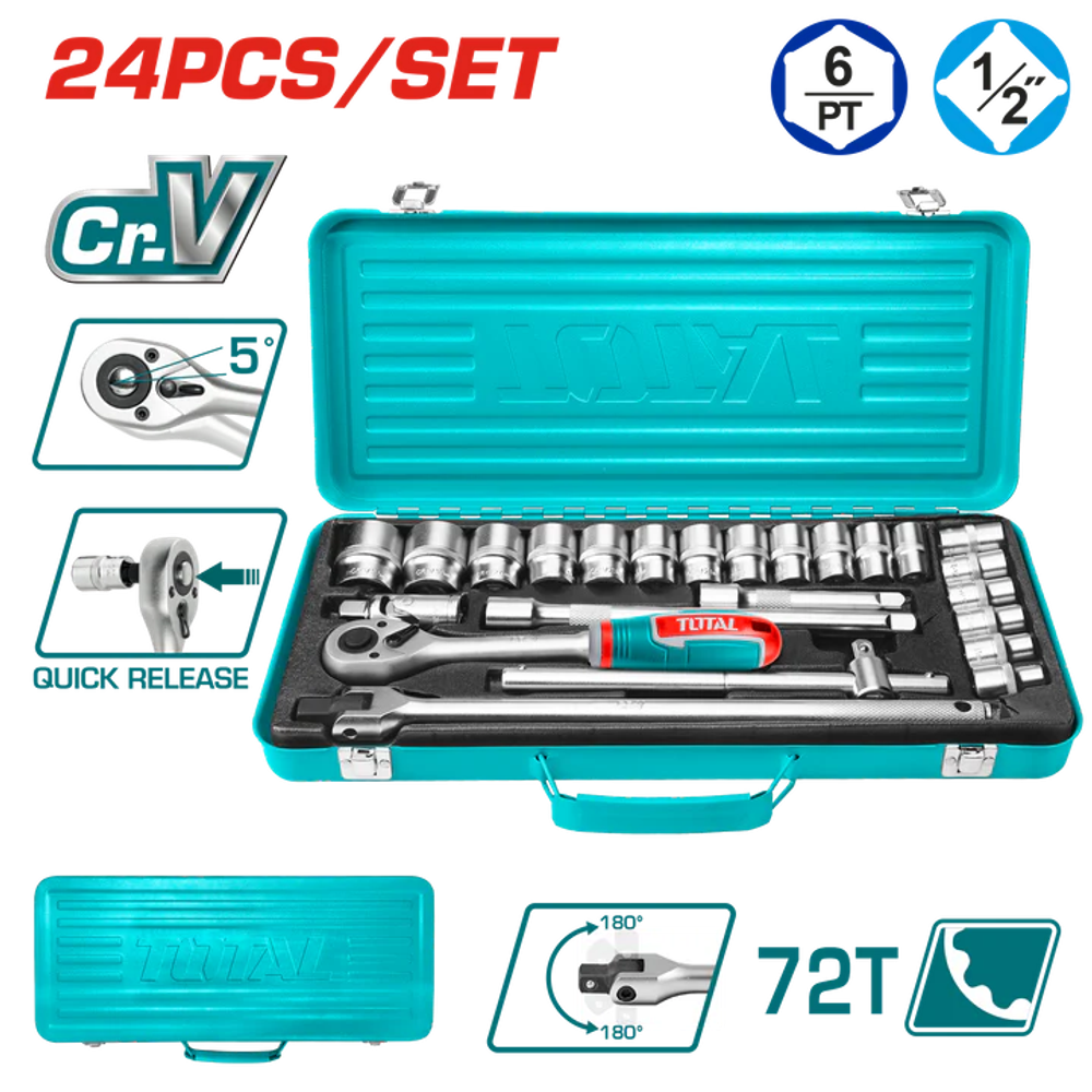 TOTAL 24-dijelni set alata 1/2″ ključevi/  INDUSTRIAL (THT121242) slika 1