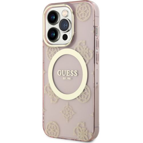Guess Futrola za iPhone 14 Pro IML GLITTER PEONY GOLD PINK MagSafe slika 4